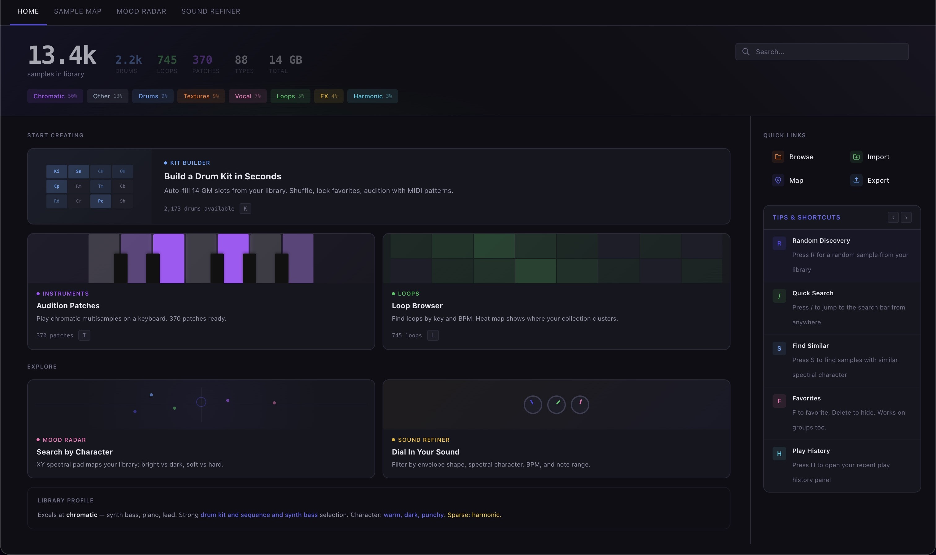 Discover — Home dashboard