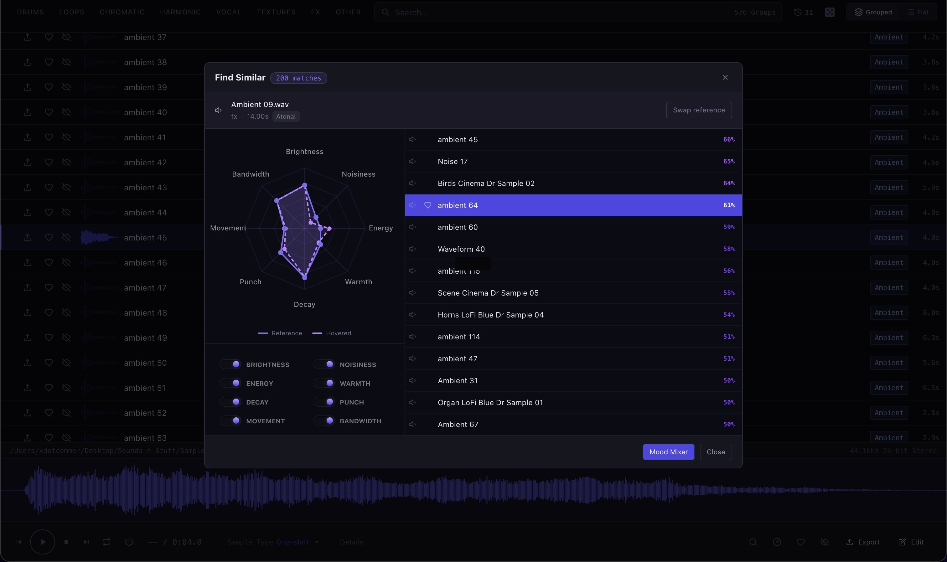 Find Similar — Spectral matching