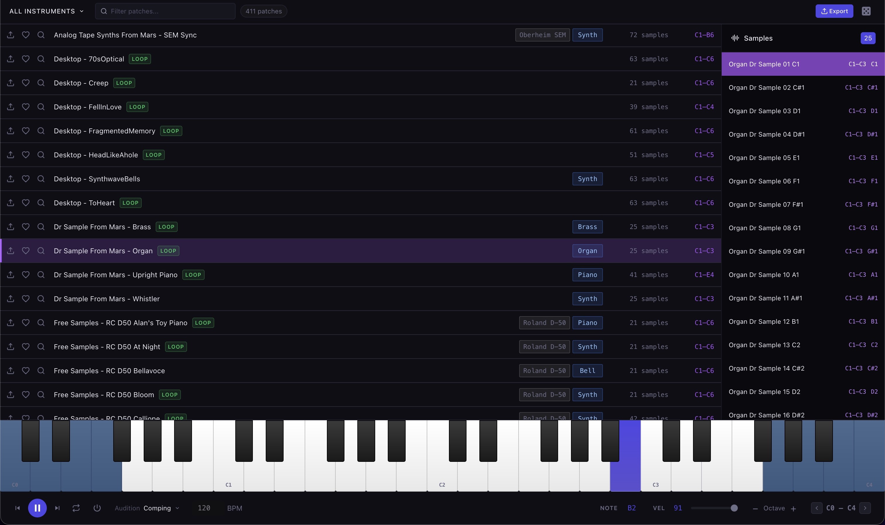 Instruments — Chromatic patch browser