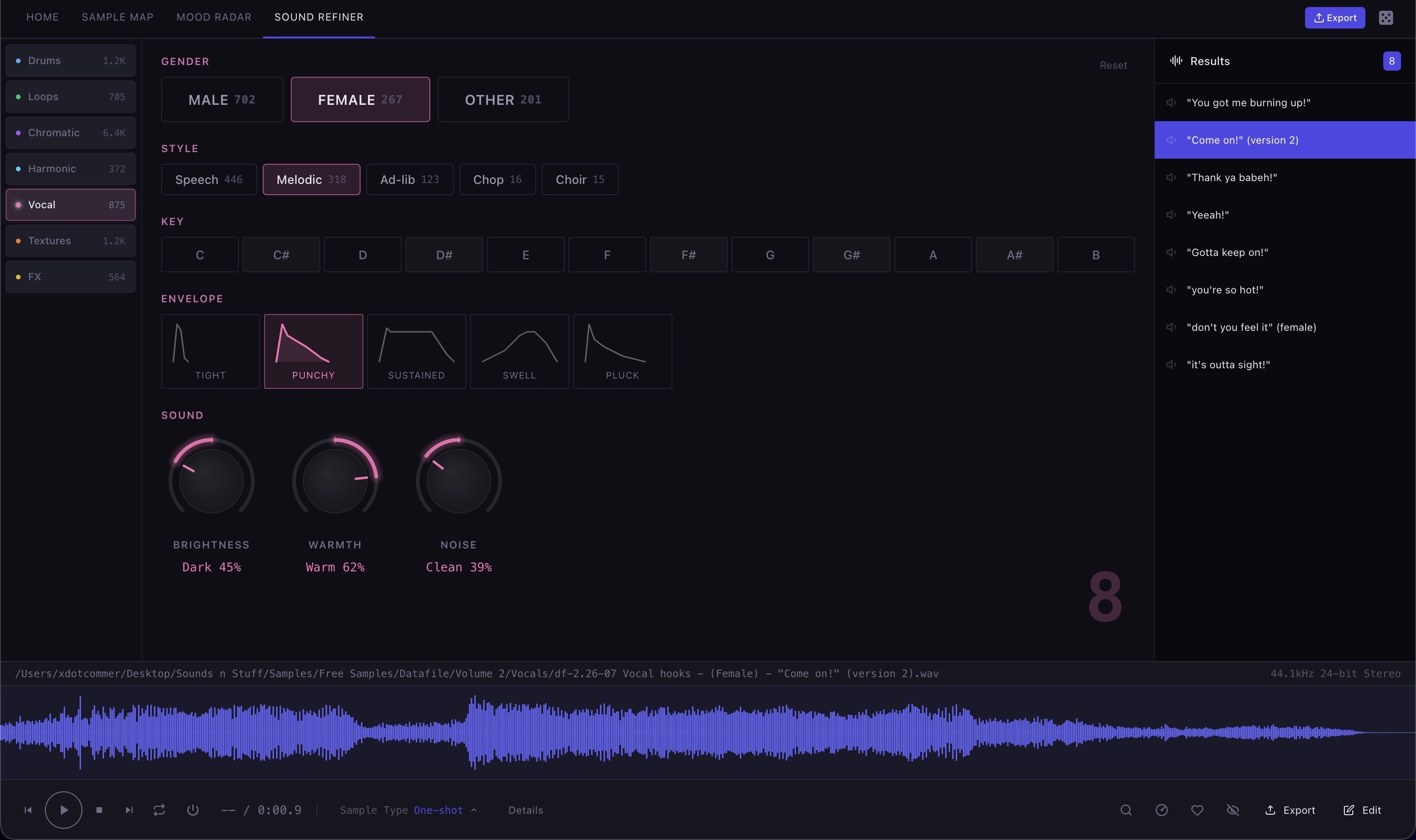 Sound Refiner — Filter by envelope and character